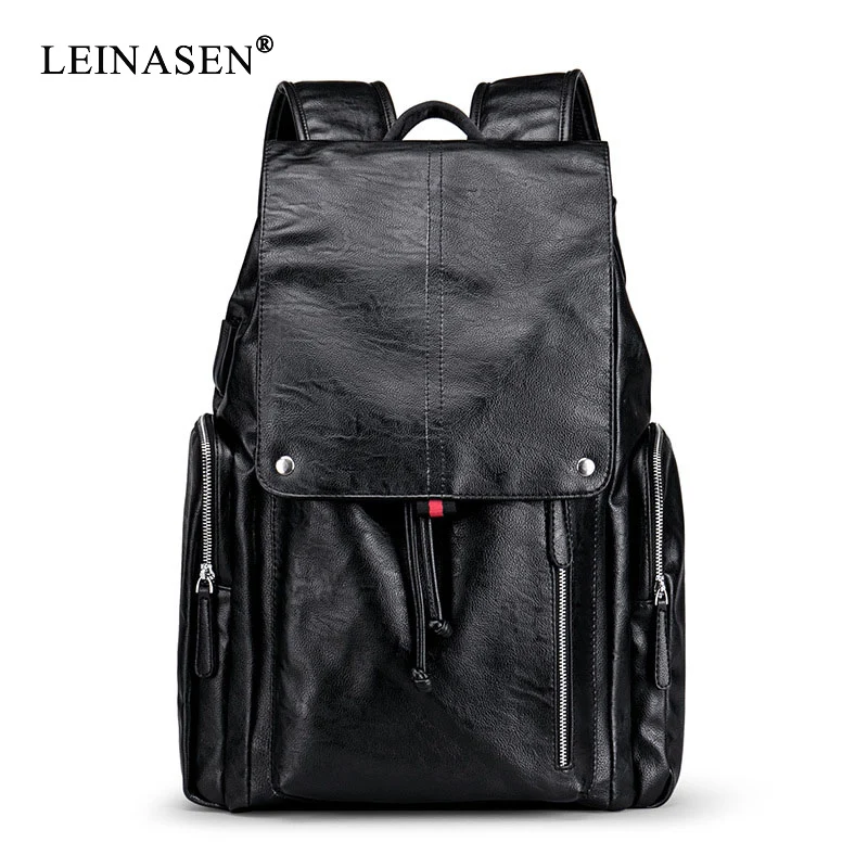 

New Men Backpack PU Leather Travel Backpack Men Zipper Bags Large Capacity Fashion Backpack Male College Student Book Bags