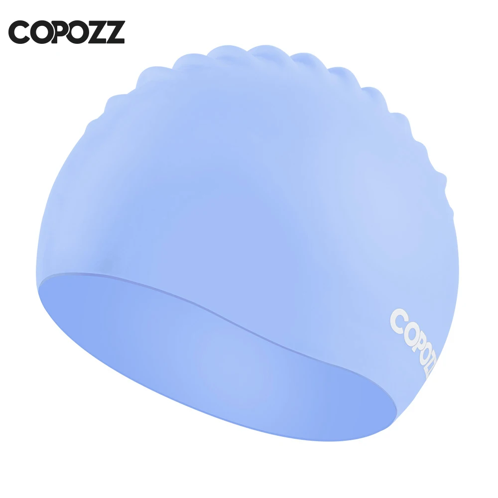 Copozz مرونة السيليكون المطاط للماء حماية آذان طويلة الشعر الرياضية حمام سباحة قبعة حجم الحرة السباحة كاب للرجال النساء الكبار Copozz مرونة السيليكون المطاط للماء حماية آذان طويلة الشعر الرياضية حمام سباحة قبعة حجم الحرة السباحة كاب للرجال النساء الكبار