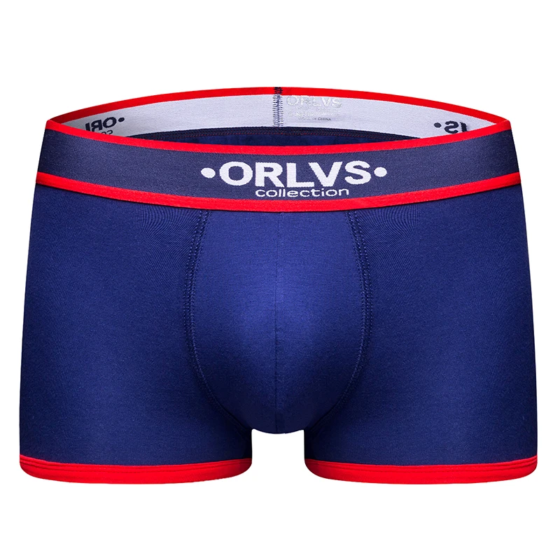 ORLVS, сексуальные гей боксеры, мужское нижнее белье, хлопок, дышащие, удобные, трусы, быстросохнущие, сетка, Мужская одежда для сна, одноцветные боксеры OR138 - Цвет: Darkblue