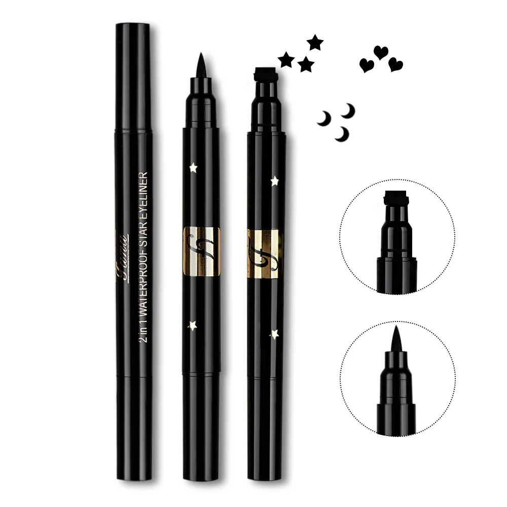 

1PC Black Liquid Eyeliner Stamp Marker Pencil Waterproof Stamp Double-ended Eye Liner Pen Cosmetic Eyliner Smooth Make Up Tools
