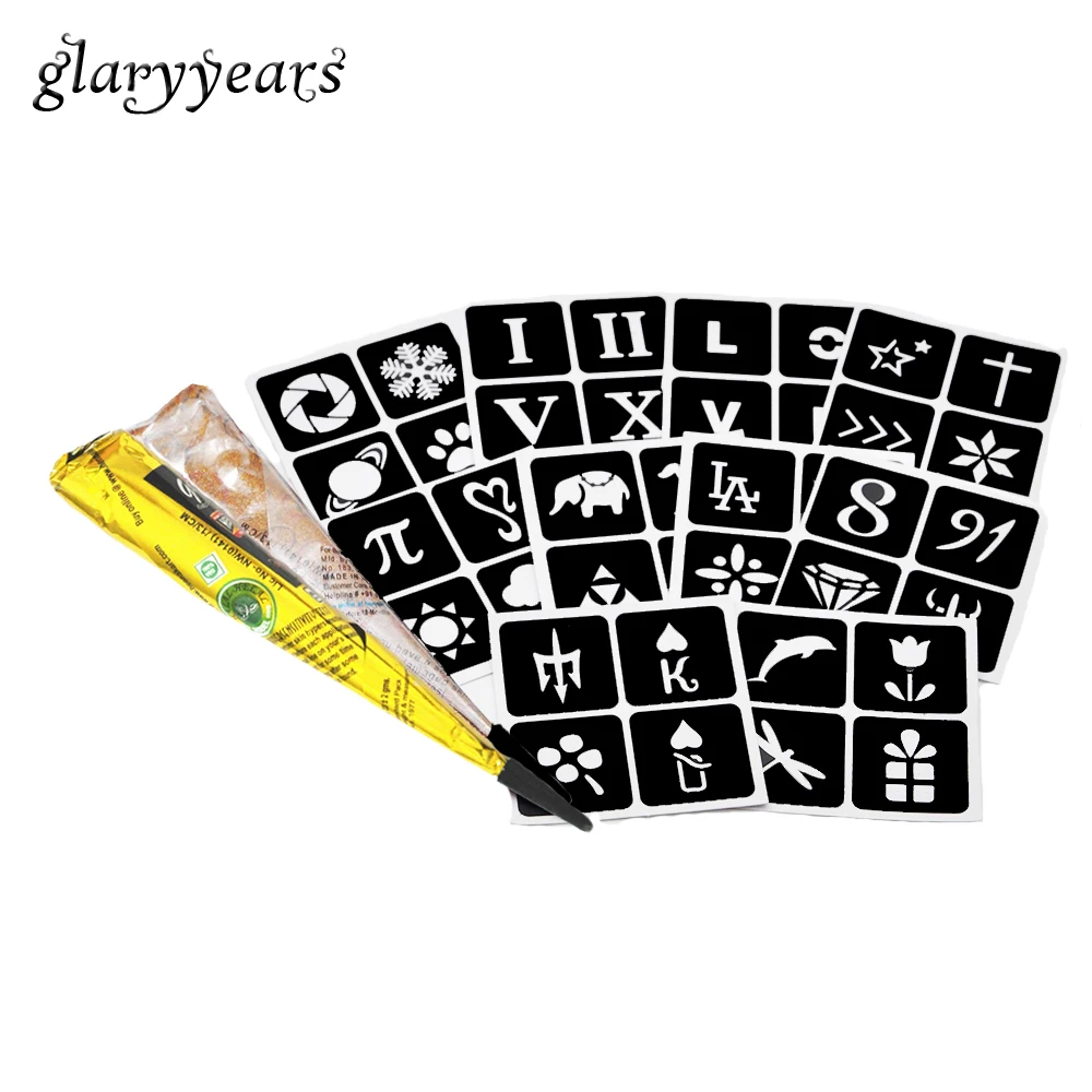 Online Shop 10 Pieces Kecil Henna Tattoo Stensil 2 Pieces Emas