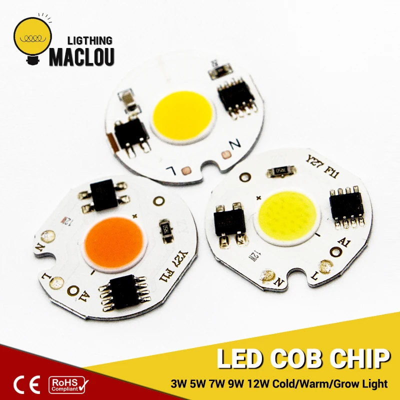 

LED COB Chip Lamp Smart IC Grow Plant Light Full Spectrum Input 220V 3W 5W 7W 9W High Power LED Spotlight Floodlight Lighting