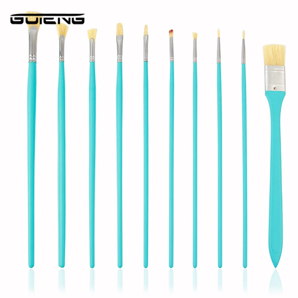

10Pcs/set Wood Handle,Painting Brush Oil with Paper Box Pincel Para Pintura Artist Oil Acrylic Gouache Paint Brush