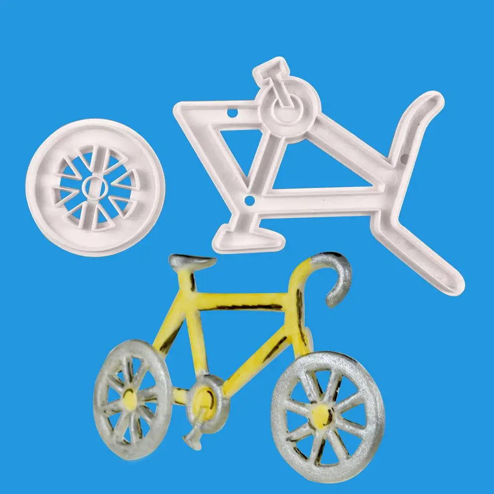 

2pcs/set Cookie Stamp Biscuit Mold 3D Bicycle Bike Cookie Plunger Cutter DIY Baking Mould Fondant Sugarcraft Cookie Cutters