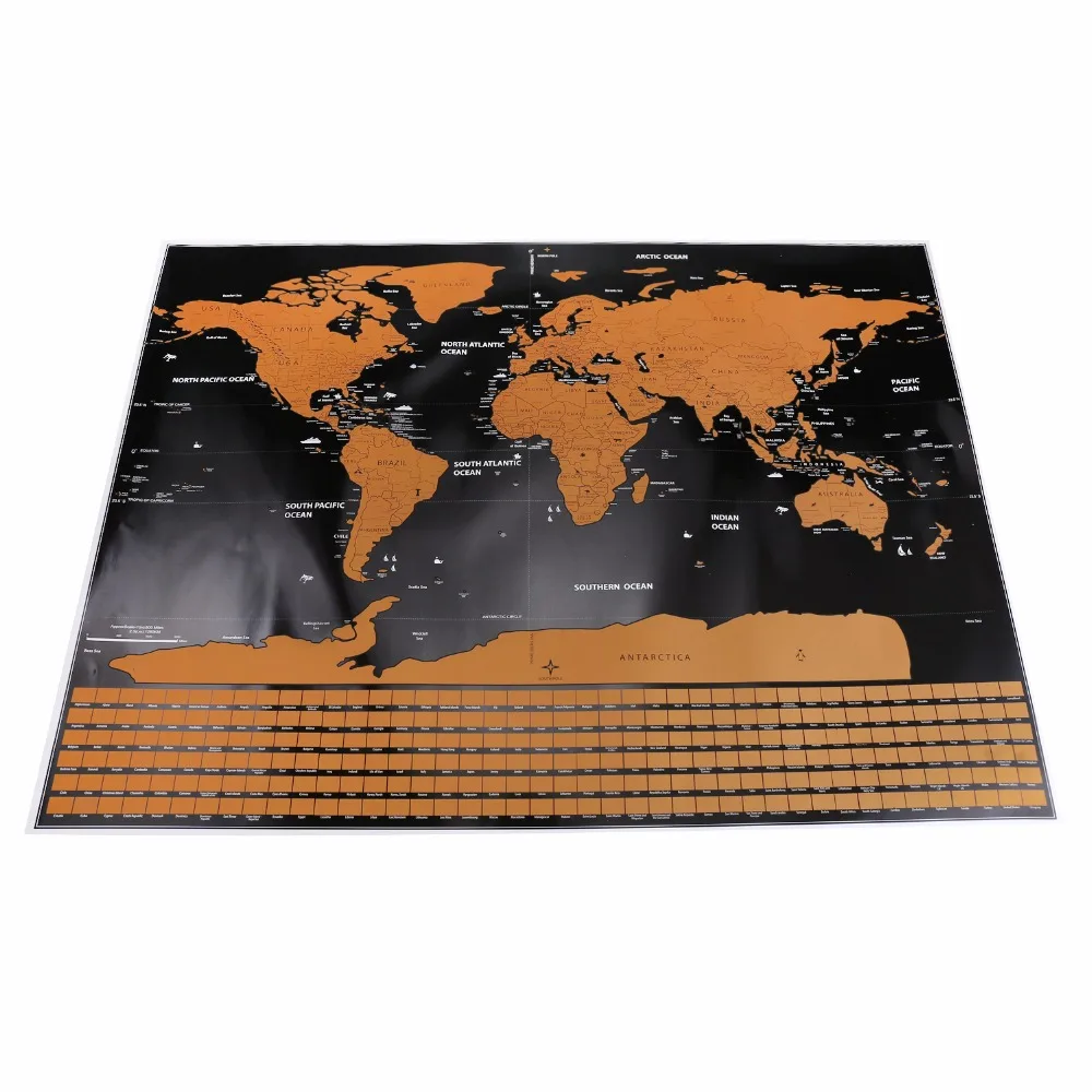 

1 pc Scratch Map Personalized Flag World Scratch Map Mini Scratch Off Foil Layer Coating Poster Wall Stickers 82.5 x 59.5 cm