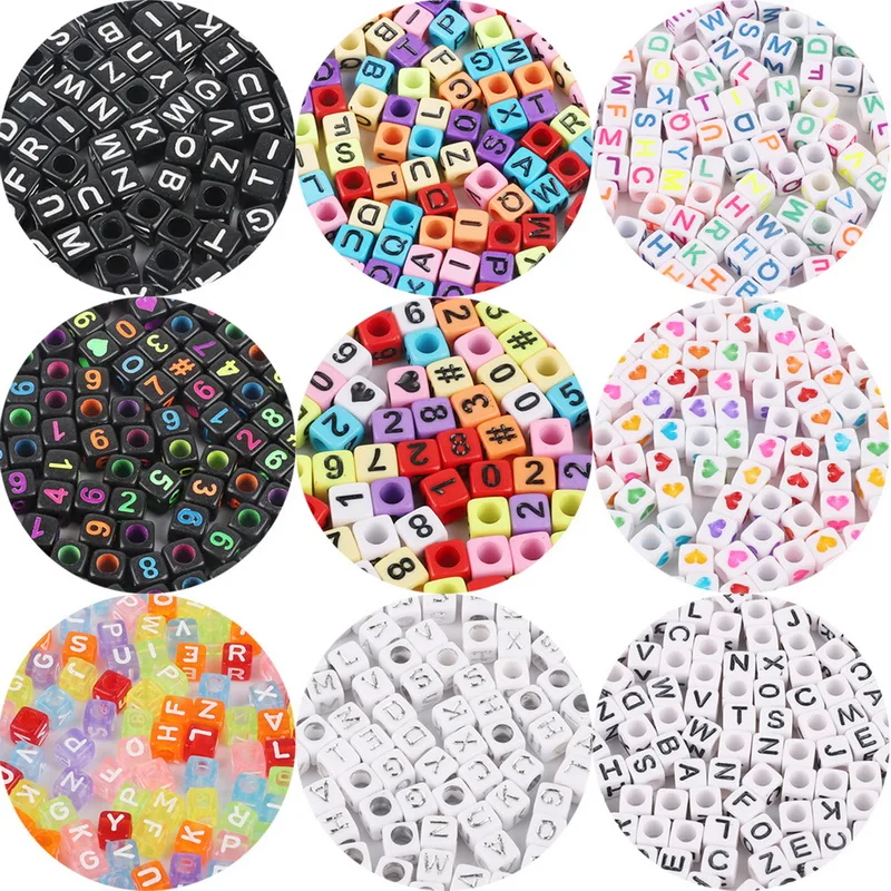

Hot! 100Pcs/Lot 6mm Mixed Many Kinds Acrylic Cube Square Number&Alphabet Letter Beads For Bracelet Necklace Jewelry Making DIY