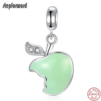 

Popular High Quality Green Enamel 925 Sterling Silver Apple Hanging Charm For Bracelet And Necklace Pendants DIY Silver Jewelry