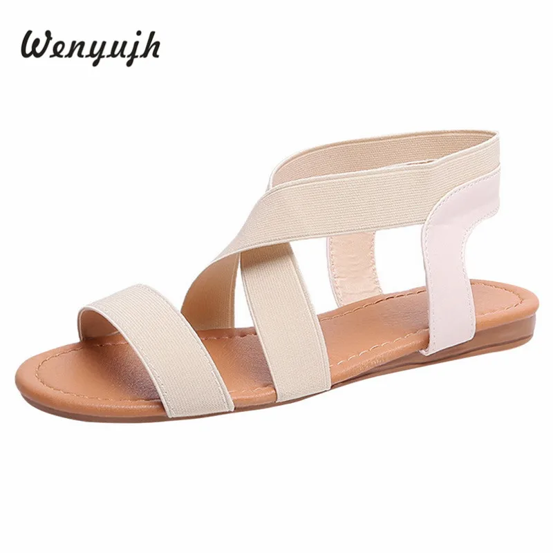 

Women Sandals 2019 Fashion Sandals For Ladies Summer Shoes Female Flat Sandals Rome Style Cross Tied Shoes Women
