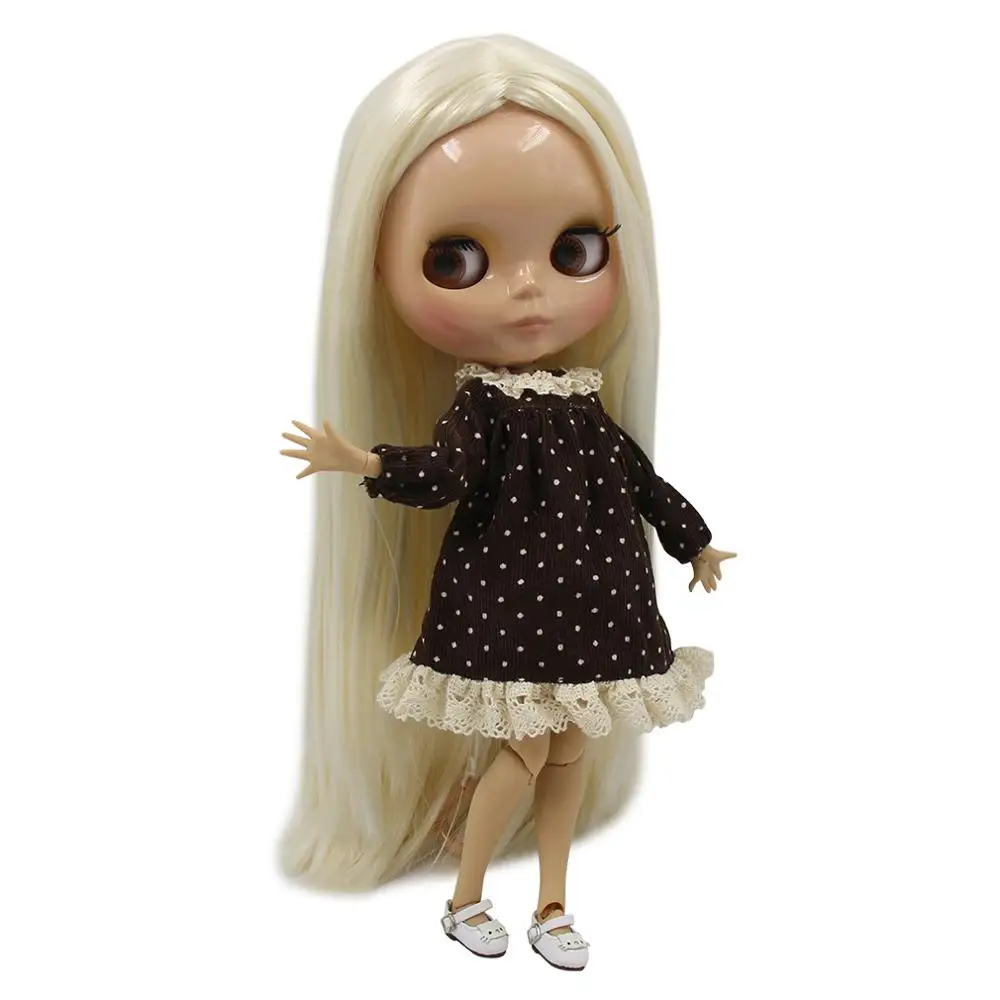 

ICY factory blyth doll joint body tan skin glossy face soft light gold straight hair DIY sd gift toy