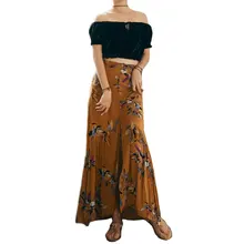 Boho люди Русалка Юбки для женщин Империя Высокая Талия праздник летний Тропический цветочный Юбки для женщин Разделение HEM Button Подпушка Для женщин юбка макси