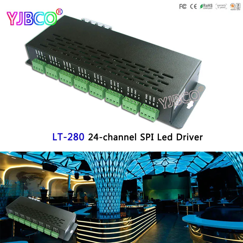 

LTECH led controller LT-280 24-channel SPI Led Driver,5-24v DC,input ,3A*24 channel for led strips/led tubes/led projectors