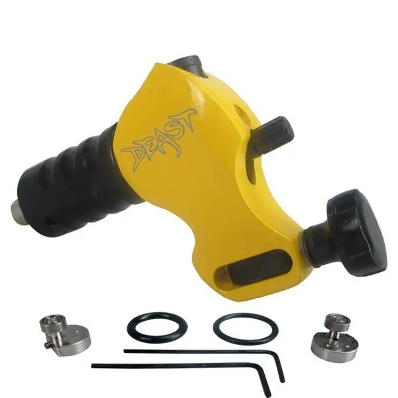 

Crazy High Quality Stigma Beast Style Rotary Tattoo Machine Yellow Alloy Aircraft Aluminium Tattoo Machine Gun Free Shipping