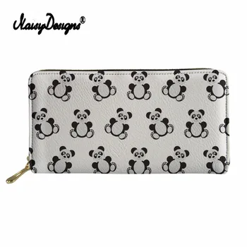 

NOISYDESIGNS Passport ID Card Holder Cartoon 3D Panda Print Lover Custom Women Cluth Wallet Purses Girls PU Leather Money Bag