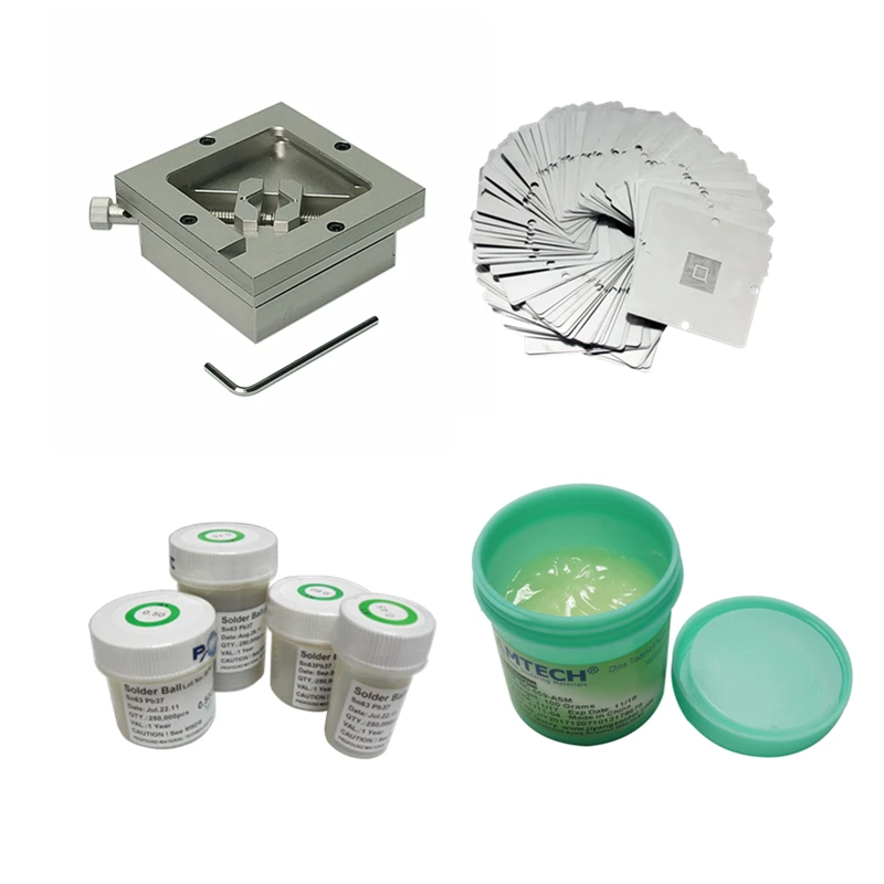 

90mm Reballing Station + 10pcs Directly Heat Universal Stencil Template BGA Reballing Kit with Leaded Solder Ball