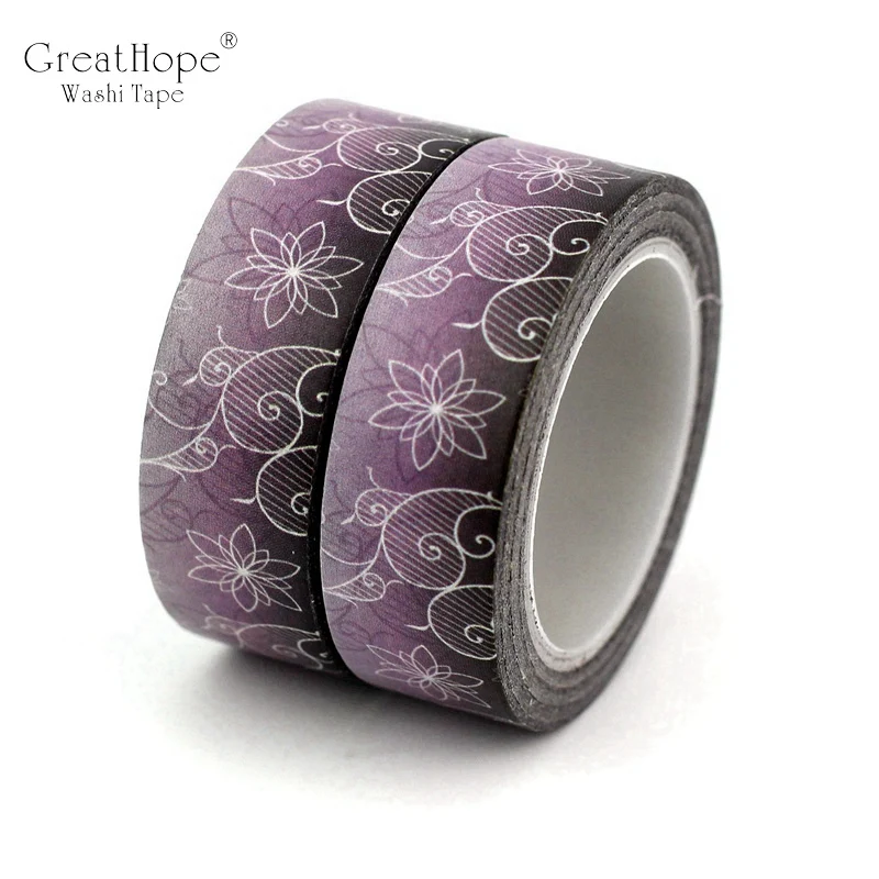 

2PCS/lot NEW! Decor Purple Water lily Washi Tape Mask Paper DIY Scrapbooking Adhesive Sticky Tape 1.5cm*10m School Office Supply
