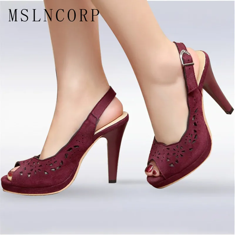 

Plus Size 34-43 platform high heel sandals women sexy Elegant footwear fashion lady Cut Outs Peep Toe party summer Pumps shoes