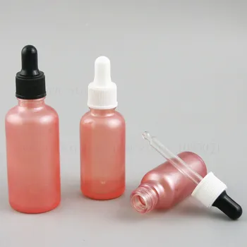 

10PCS 100ml 50ml 30ml 10ml Pink Glass Pipette Dropper Bottle 1oz 1/3oz Essential Oil e liquid Container With black white cap