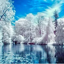 5d eigen foto Заказная алмазная живопись Paysage d'hiver Рождественская вышивка diy крестиком Рождественский Декор Горячая 925 свечение