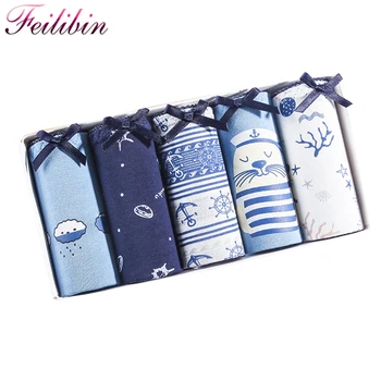 

ZJX 5Pcs/lot Panties Women SoftCotton Sexy Underwear Lovely Bow Print Girls Seamless Briefs Wholesale Feamle Lingerie XXL