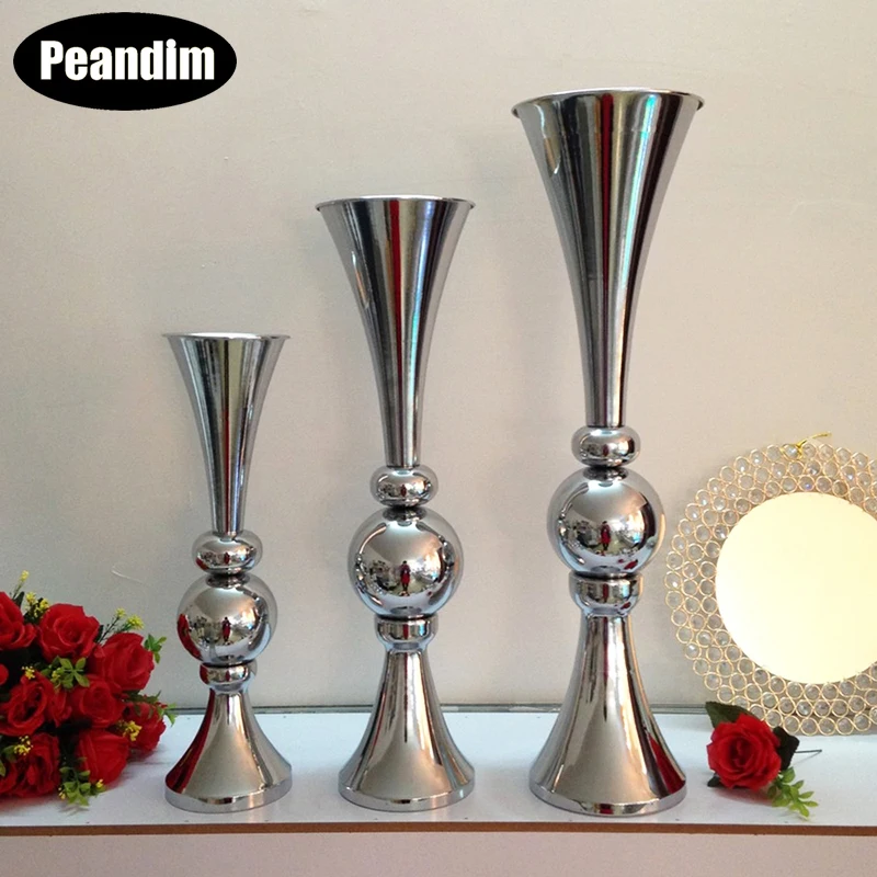 PEANDIM 10pcs/lot Floor Flower Vase Mariage Table Centerpiece Metal