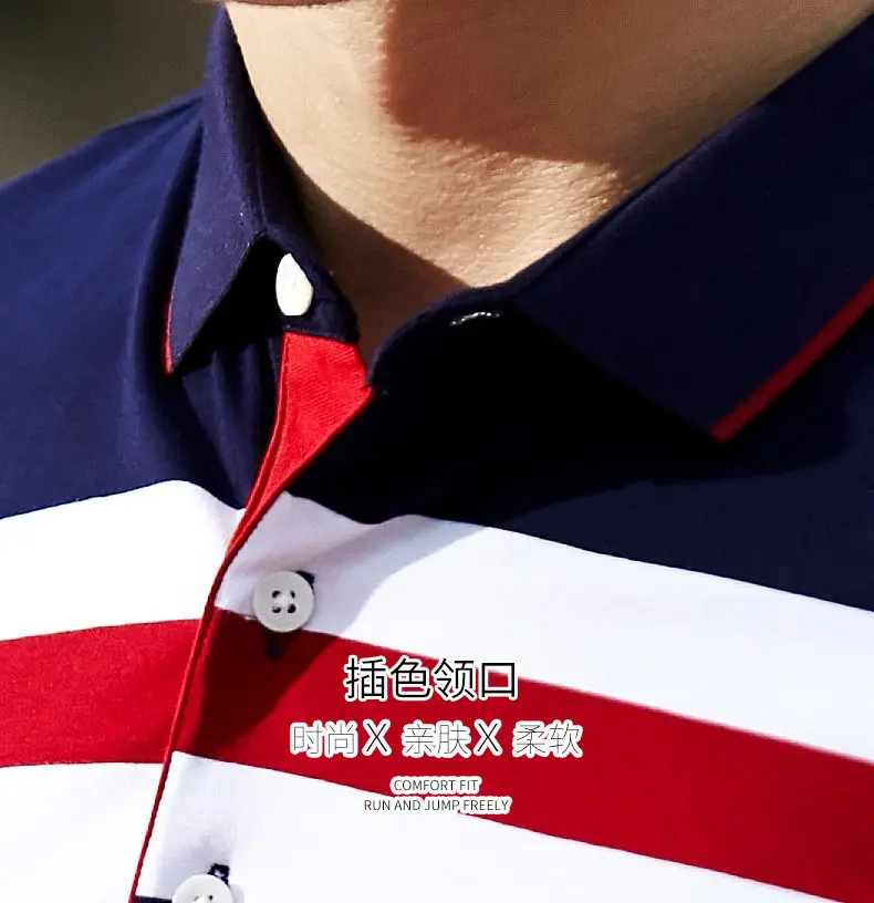 Quality Polo Men Cotton Summer Short Sleeve Striped Men Polos Male Brand Chinese Clothing Breathable Top Tees 2019 New Arrival 02