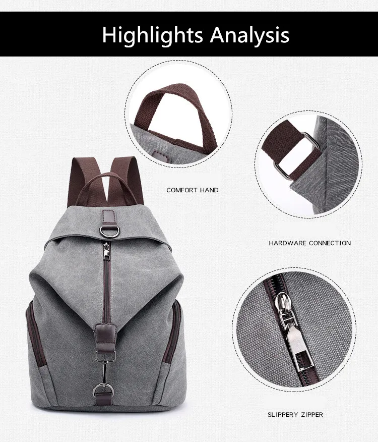 Qinranguio mulheres mochila moda lona grande capacidade