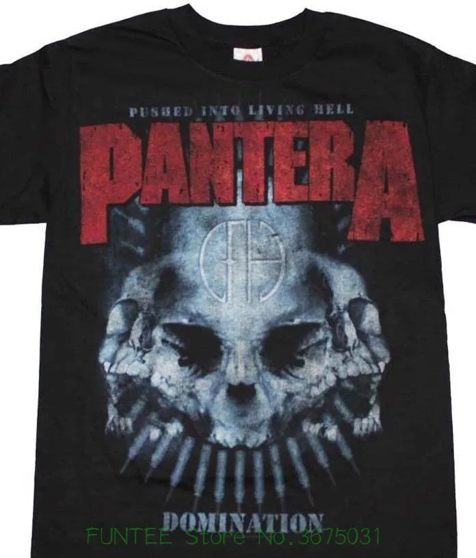 

Cotton T-shirt Fashion T Shirt Pantera T Shirt Domination Retro Distressed 80's Heavy Metal Black Cotton Tee