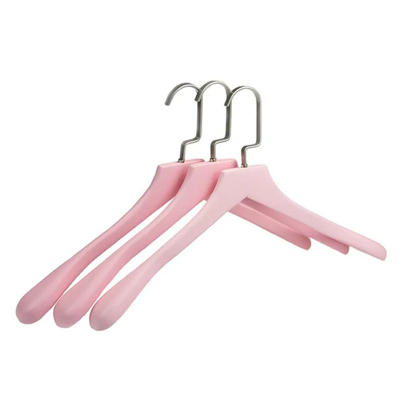4 Pcs/lot Hangerworld Pink Wood Coats Hanger With Wide Shoulder, Pink
