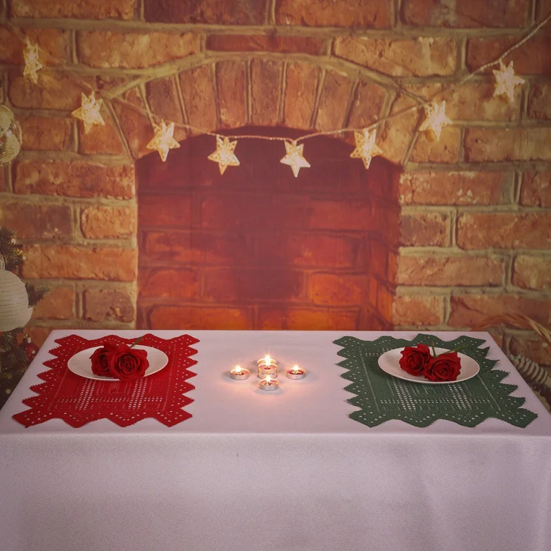 

Romantic Dining Table Mat Delicate Lace Placemat Wedding Christmas Banquet Slip-resistant Table Mat Placemat Kitchen Supplies