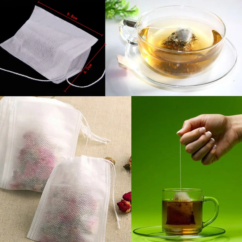 100/200 шт пустые бумажные чайные пакетики со струнным тепловым уплотнением, фильтр, бумажные травы, свободные одноразовые чайные пакетики, ситечко для заварки чая, 3 размера