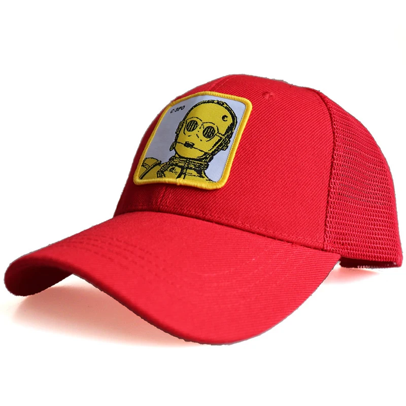 

Mesh Baseball Cap Snapback C-3PO Robot Star Wars Men Boys Kids Hat Embroidery Sun Summer Sports Outdoor Accessory