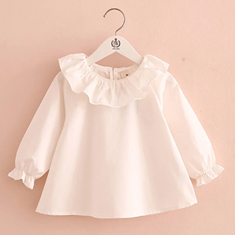 Toddler girl shirts spring fashion long sleeve ruffle tops kids clothes white purple blue color baby girls blouses