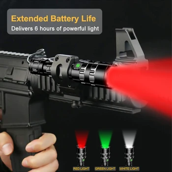 

Bright Hunting Flashlight Professional Tactical LED Flashlight USB Rechargeable Waterproof Torch Red/Green/ White L2 Scout Light