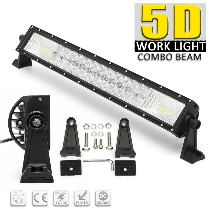 

22 Inch 720W 5D LED Work Light Bar Spot Flood Combo Offroad Driving Lamp LED Light Bar Work Light For SUV ATV Car Truck Boat