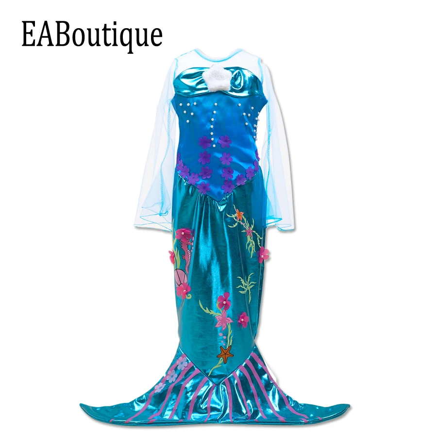 

EABoutique 2017 New high quanlity halloween costume for kids floral mermaid princess dress with tail for kids girls