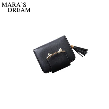 

Mara's Dream 2018 Fashion Women Wallets PU Leather Tassel Cute Female Wallet Ladies Cat Ears Clutches Card Holder Ladies Purses