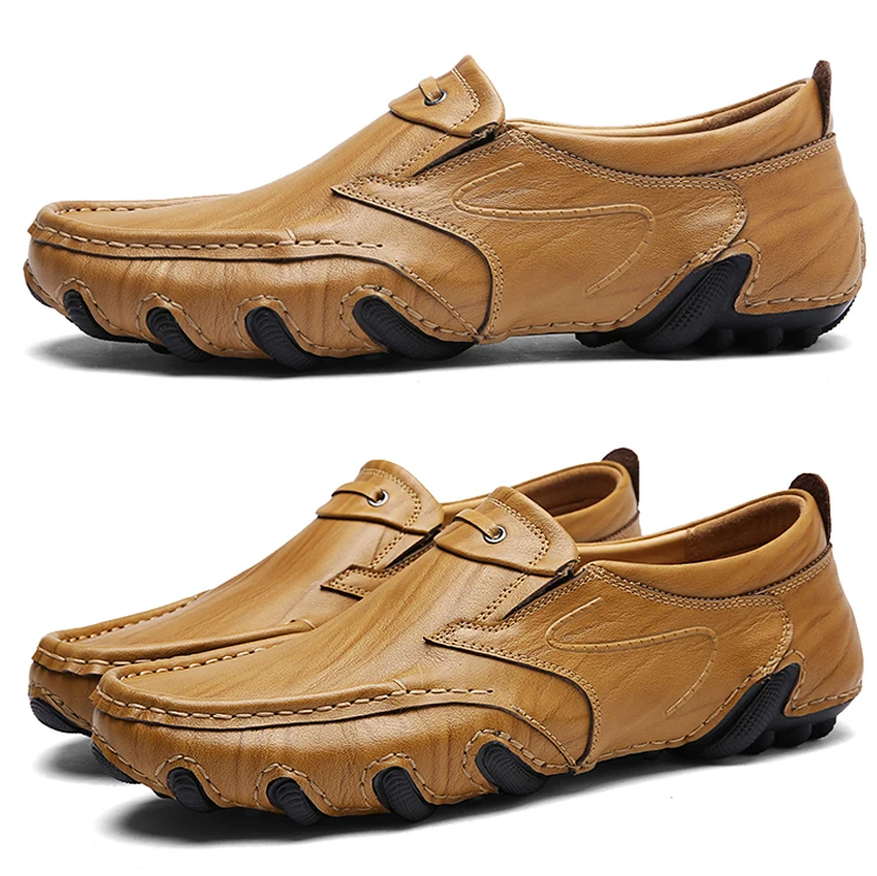Новые мужские кожаные туфли для отдыха, мужские мокасины для вождения среднего возраста, Осенние коричневые туфли осьминога