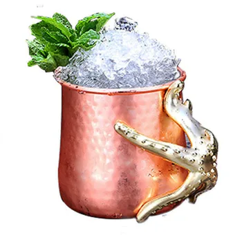 

Copper Plated 540ml Hammered Stainless Steel Moscow Mule Mug Coffee Mug with Tentacle Handle