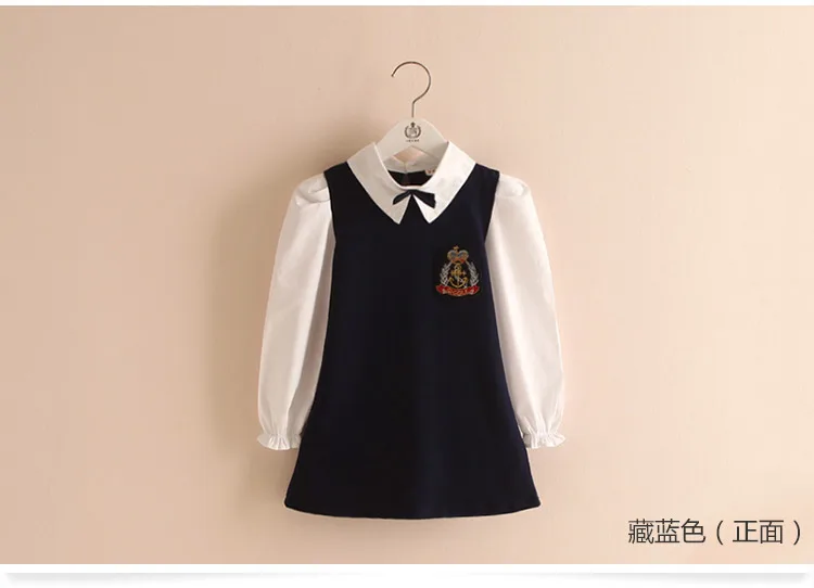 2018 Sping Autumn New Fashion Preppy Style A-Line Long Full Sleeve Turn-Down Collar Red Blue Princess Kids School Girl Dress (10)