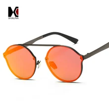 SHAUNA, Ретро стиль, женские солнцезащитные очки без оправы, брендовые, дизайнерские, модные, мужские, красные, светоотражающие очки, UV400