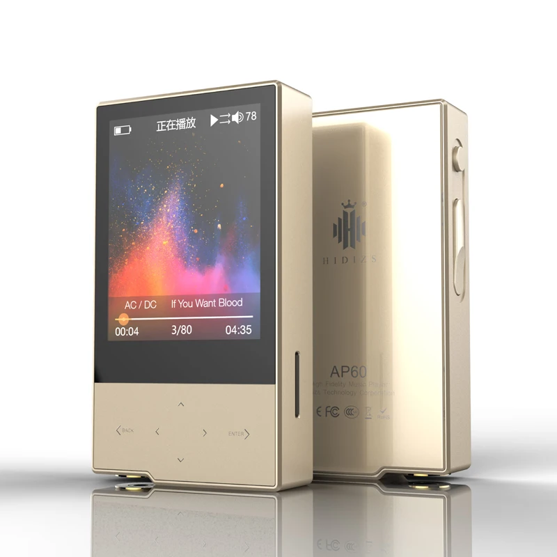Hidizs AP60 II HiFi портативный Bluetooth 4,0 Apt-x DSD USB DAC FLAC AAC APE MP3 музыкальный плеер AKM4452VN MAX97220A AP60II AP60 II - Цвет: Золотой