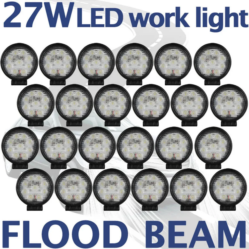 Tkeapl THTMH 24 шт. круглая 27 Вт светодиодный рабочий свет луча дальнего света для грузовиков рабочими электрическими схемами 4WD D40 2090LM 6000 K