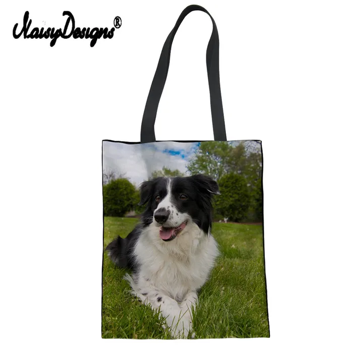 Милые женские сумки для покупок с рисунком милой собаки, Экологичная Повседневная парусиновая Льняная сумка, сумки, школьные сумки для девочек - Цвет: LMF1510Z22