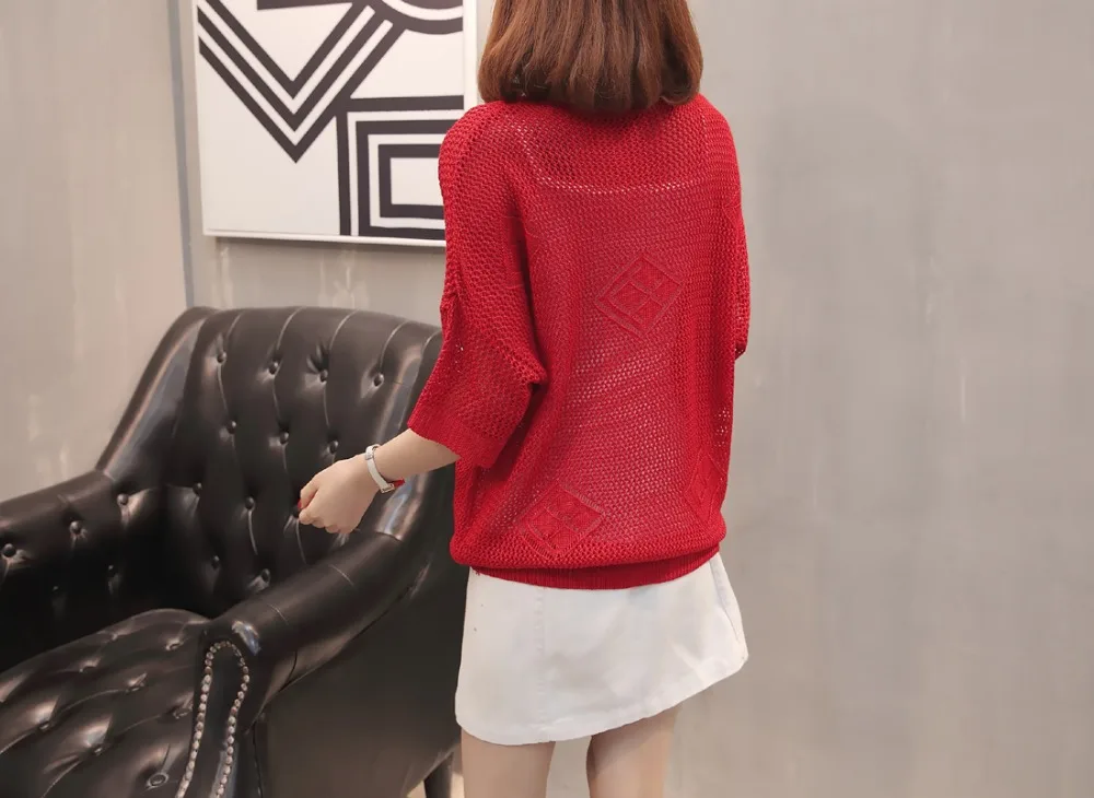 short sleeve sweater F2518 red-4