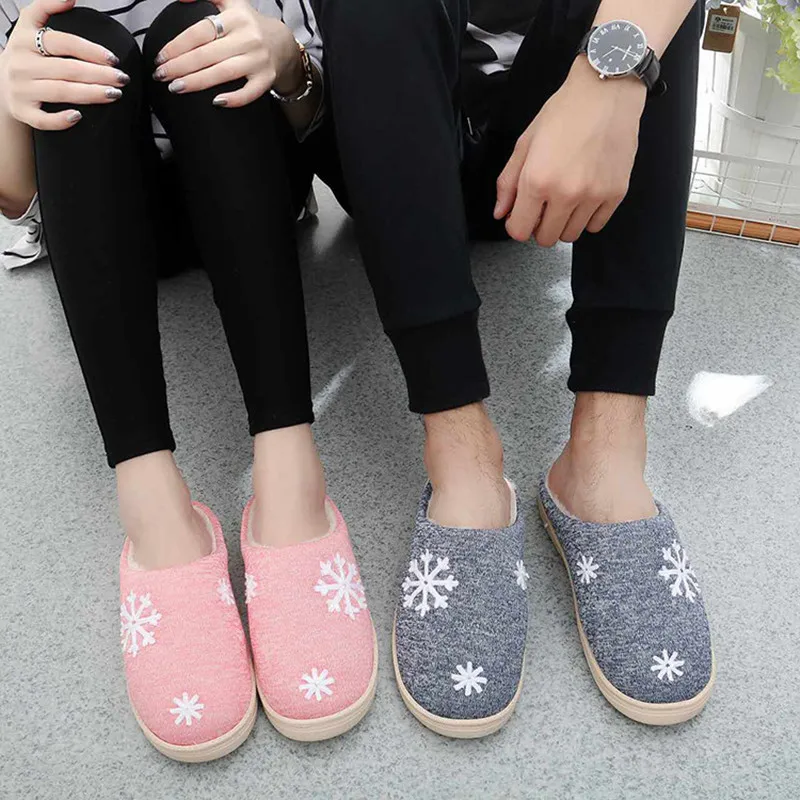 

Snowflake Indoor Slipper Winter Warm Shoes Women Plush Soft Platform Slippers Pantufa Nonslip Home Shoes Ladies Slippers ABT1102