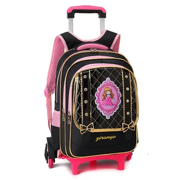 

6 Wheels Princess backpack Girls Children School Bag Trolley school Backpack kids Gift Girls Removable Trolley Children scholbag