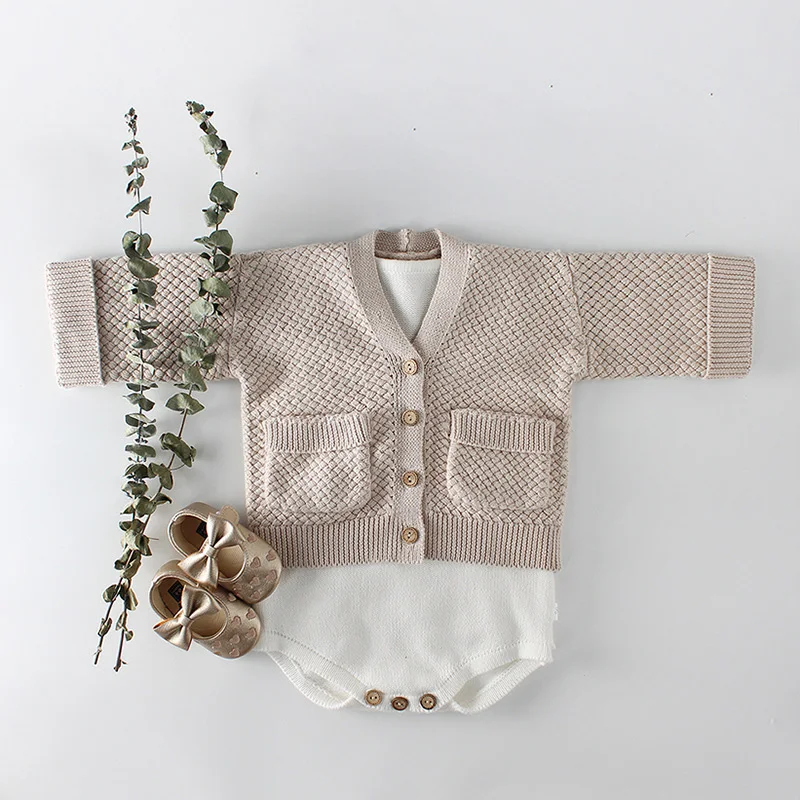 

Baby Girls' Knitted Sweater Autumn Winter Cotton Children's Boys Cardigan Sweater Jacket Solid Color Kids Outwear RT195