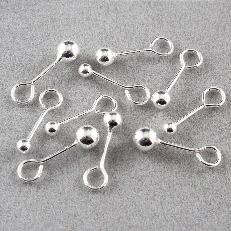 2PCS 3/4/5mm 925 Sterling Silver Ball Post Earring with open ring Stud Earrings Diy Findings | Украшения и аксессуары