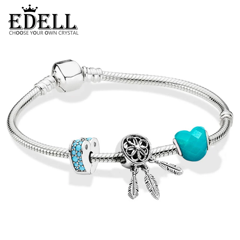 

EDELL 100% 925 Sterling Silver 1:1 ZT0124 Blue Dream Cool Summer Beaded BRACELET WITH CLASP Gift High Quality Jewelry