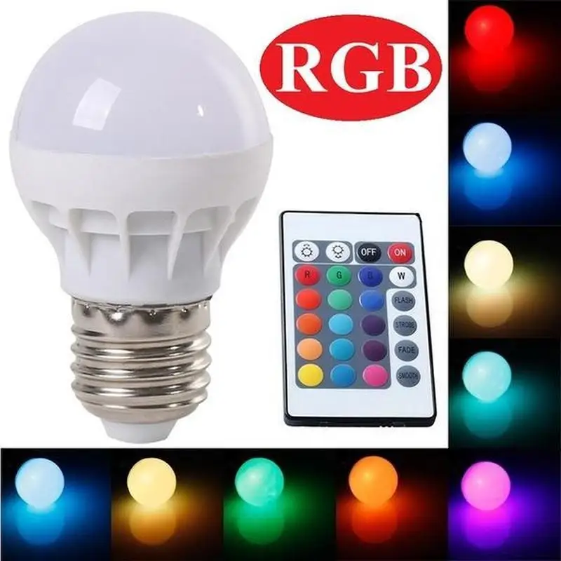 Удаленный Управление RGB E27 3 W светодиодная RGB Лампочка светодиодный светильник RGB Soptlight энергосберегающие 16 Цвет изменить